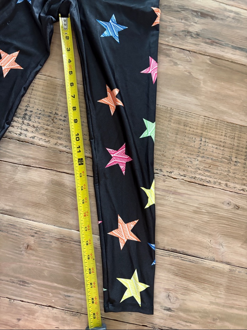 Goldsheep Black Star-Print Stretch Leggings with Multicolor Stars - Picture 5 of 7